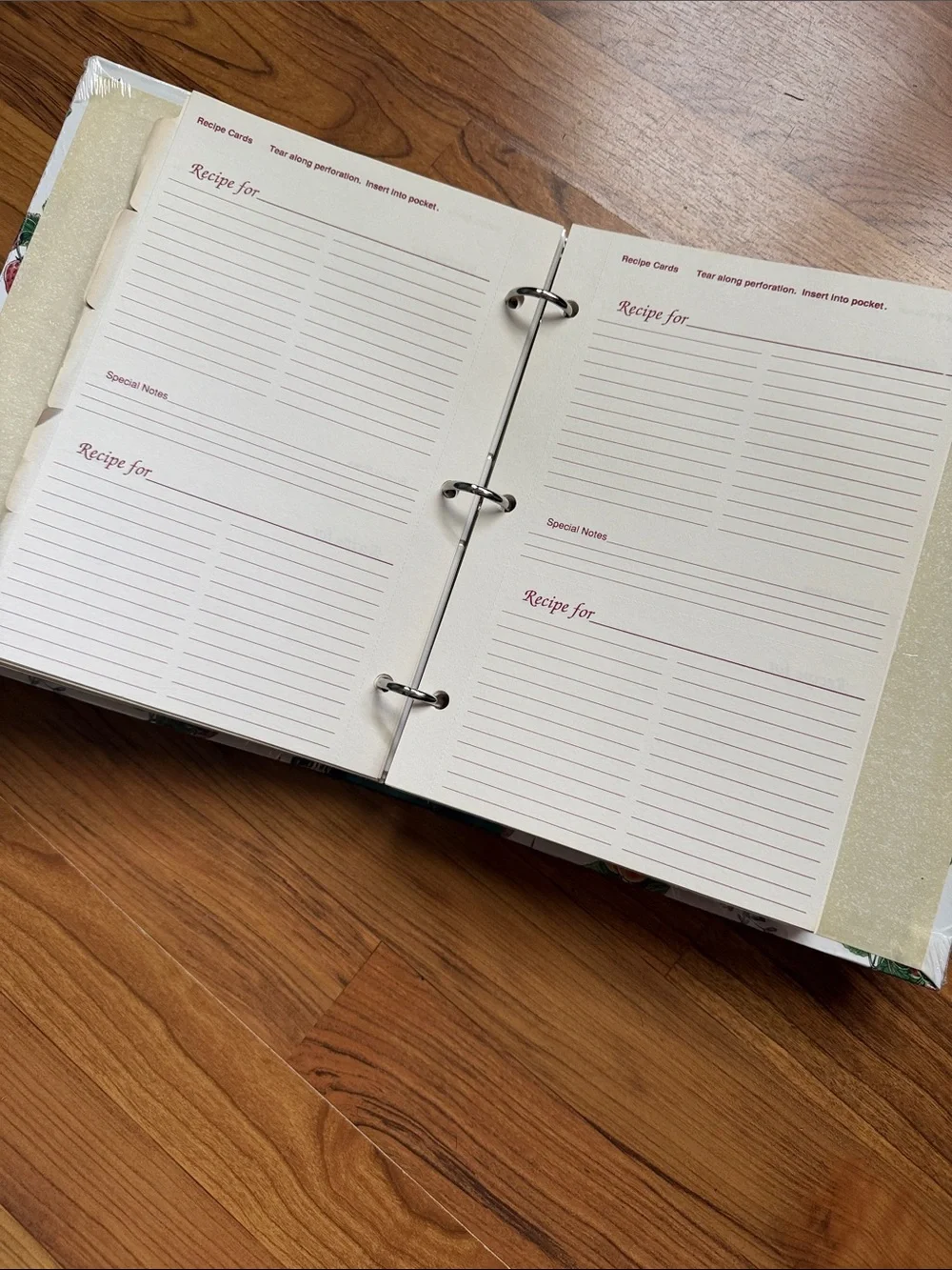 Recipes Recipe Organizer Notebook - Green and White Botanical Cover